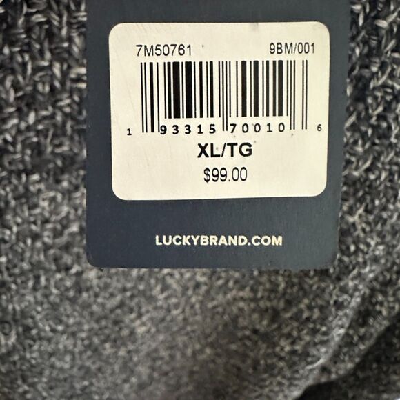 Lucky Brand Mens Crew Neck Pullover Cross Marl Stitch Knit Sweater Grey Size XL - Picture 6 of 7